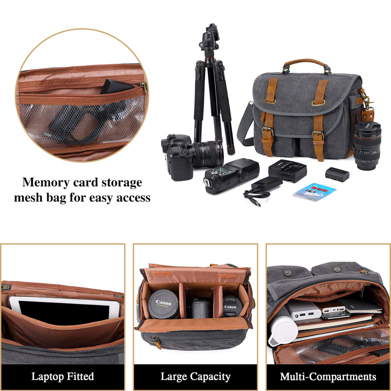 Canvas Cow Leather Camera Bag  - огляд і ціна Photography Lighting Weight Bags